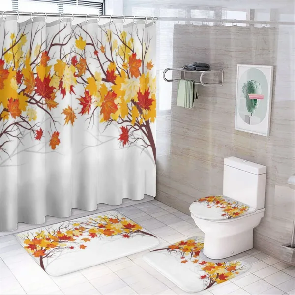 Cartoon Maple Autumn Tree on a shower curtain