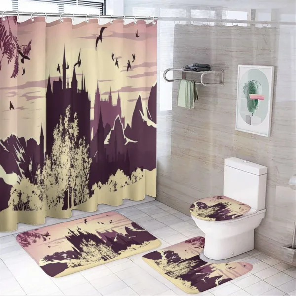 Castle in Mountains on a shower curtain