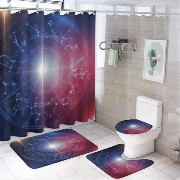 Connected Dots Signs on a shower curtain