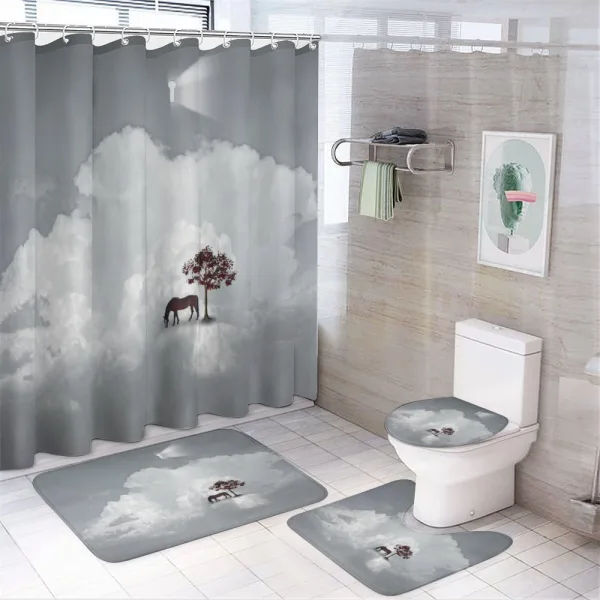 Horse Spring Tree Cloud on a shower curtain