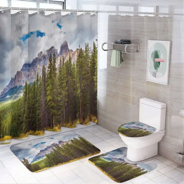 Majestic Mountains Scene on a shower curtain
