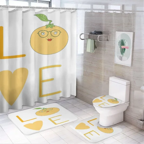Nerdy Orange in Eyeglasses on a shower curtain