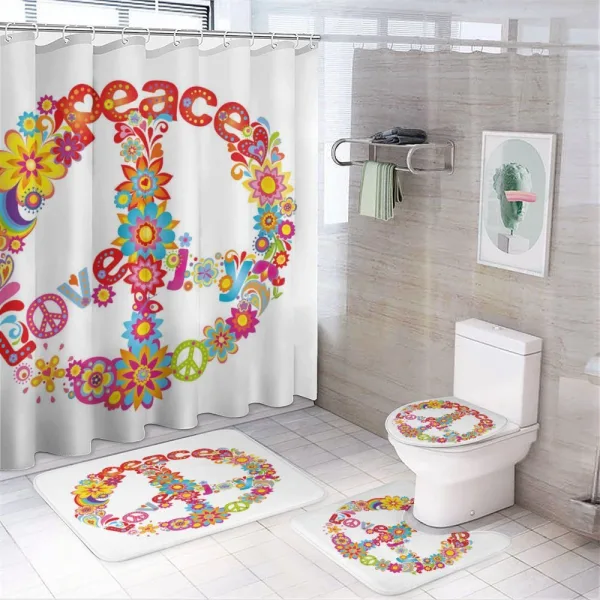 Peace Love Joy Flowers on a shower curtain