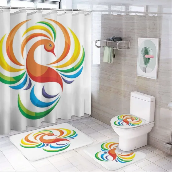 Rainbow Toned Bird on a shower curtain