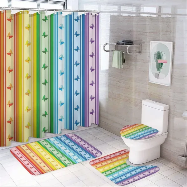 Stripe Rainbow Pattern on a shower curtain