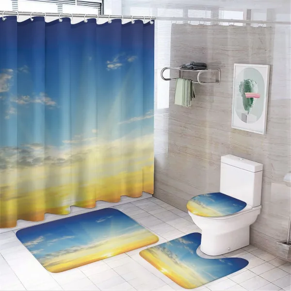 Sun Rays Above Horizon on a shower curtain