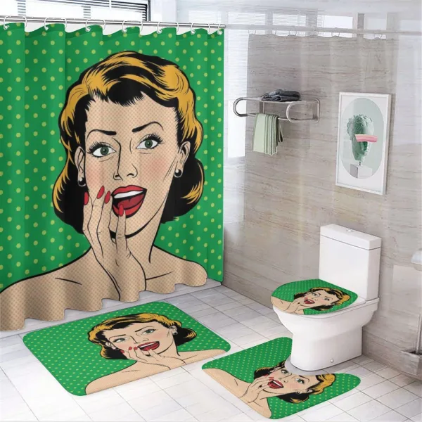 Suprised Woman on a shower curtain
