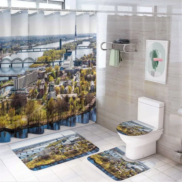 View of Old Riga City on a shower curtain