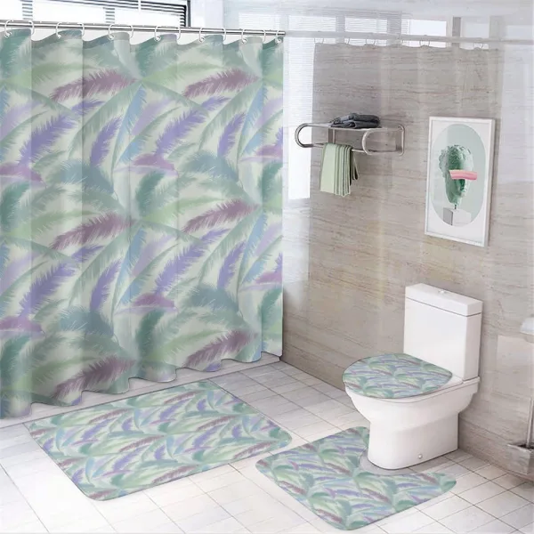Abstract Tropic Leaves on a shower curtain