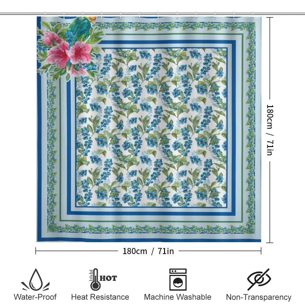 Blueberries and Exotic Bird Square — Detail 2