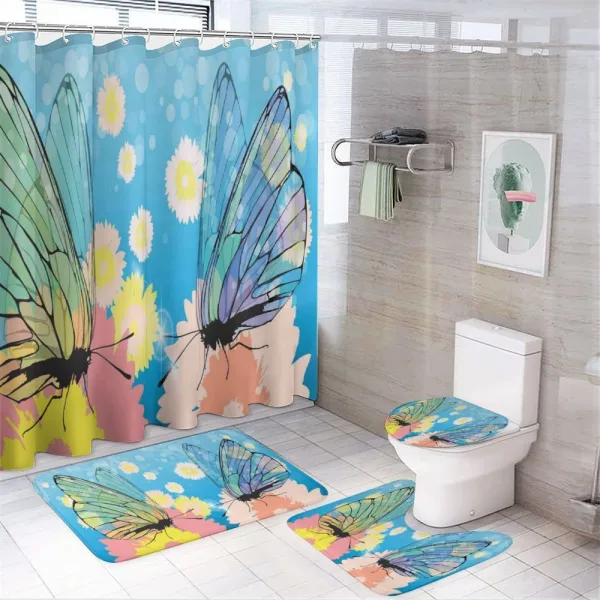 Butterflies on Flowers on a shower curtain