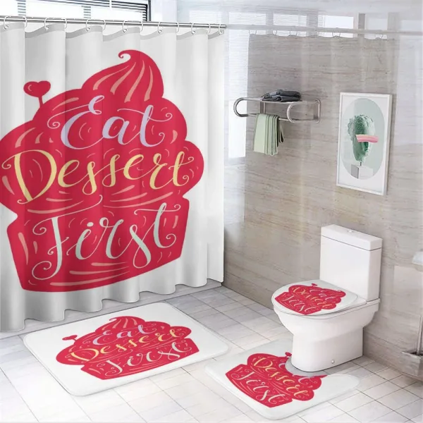 Eat Dessert First Cupcake on a shower curtain