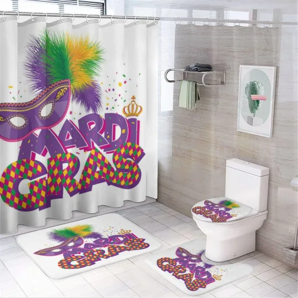 Fluffy Feathers Mask on a shower curtain