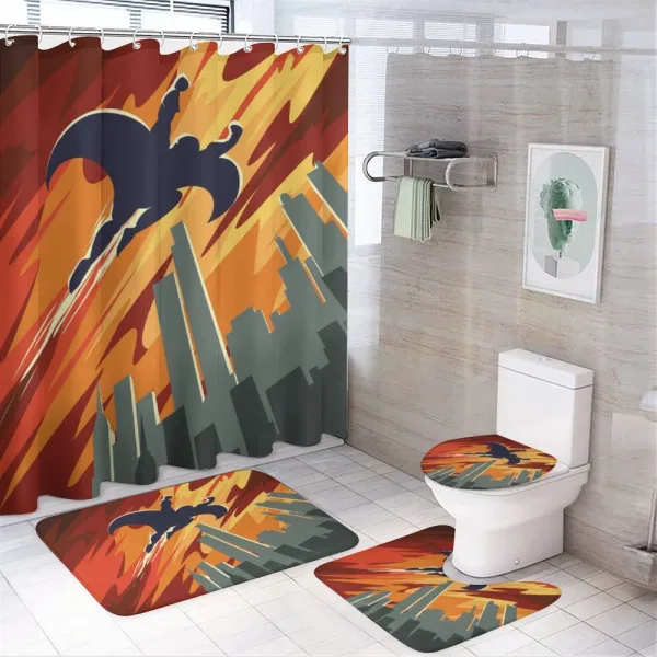 Flying Superhero on a shower curtain