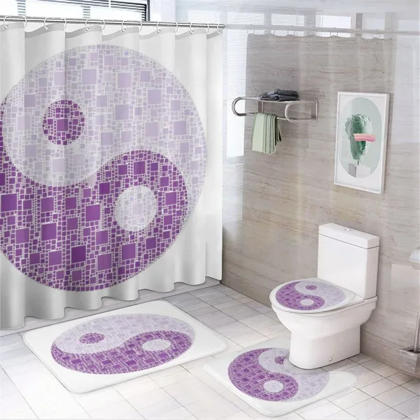 Graphic Yin Yang Tile on a shower curtain