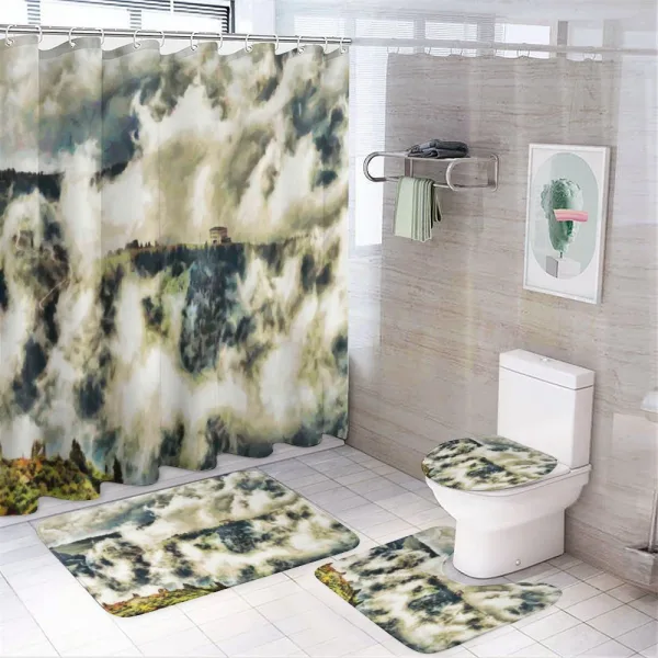 House Among Clouds on a shower curtain