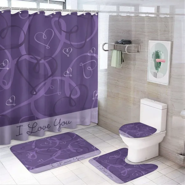Indigo Purple Hearts on a shower curtain