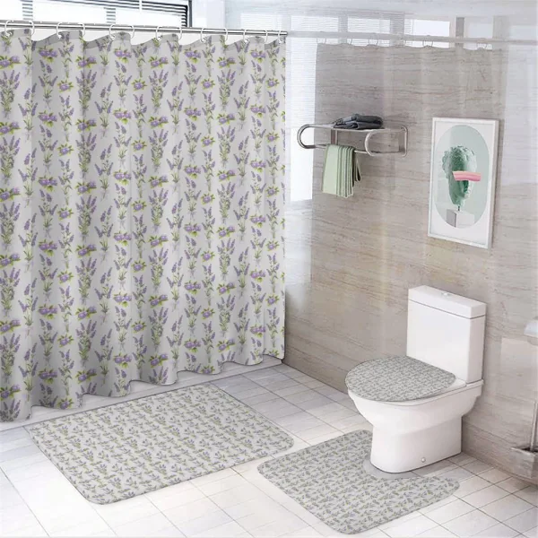Lavender Hydrangea Art on a shower curtain