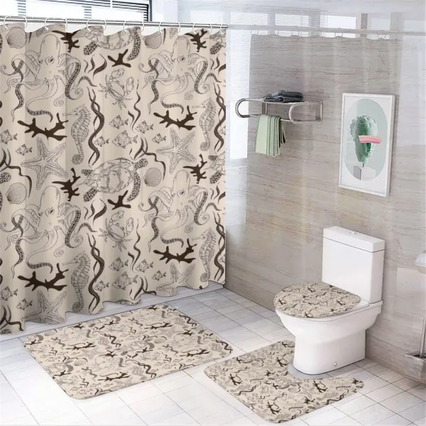 Octopus Crab Seahorse on a shower curtain