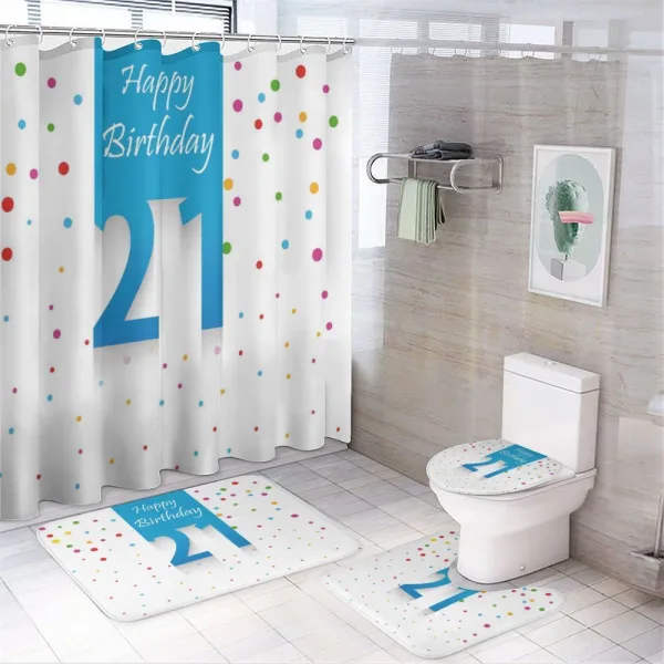 Party Birthday Words on a shower curtain