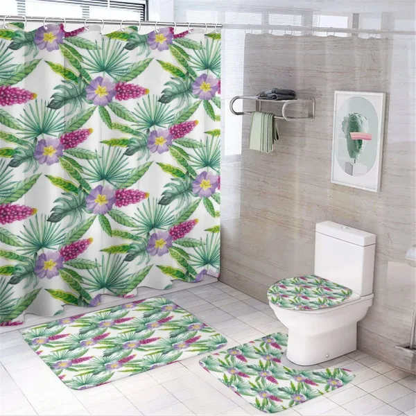 Refresh Tropical Flowers on a shower curtain