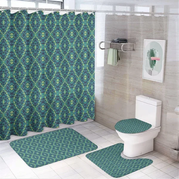 Rhombus Curved Stripes on a shower curtain