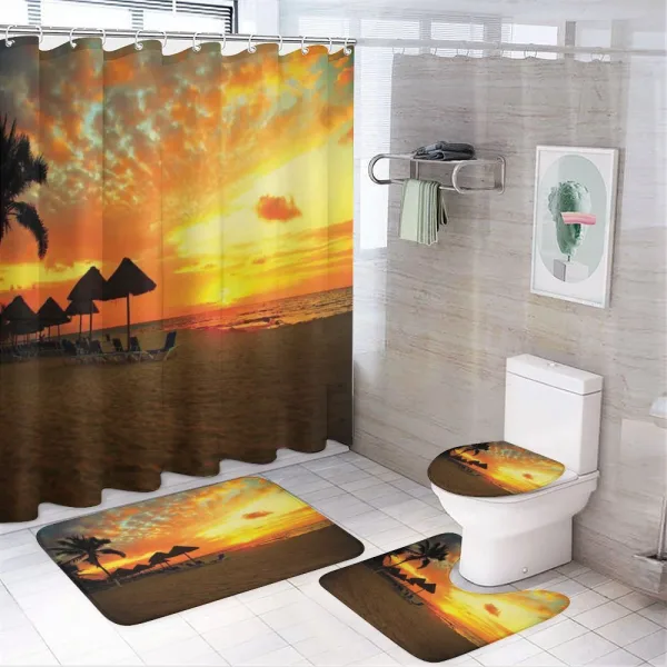 Romantic Sunset Scenery on a shower curtain