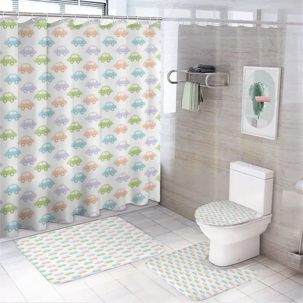 Simple Pastel Automobiles on a shower curtain