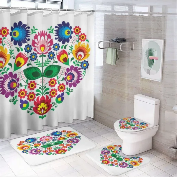 Slav Flowers Heart on a shower curtain