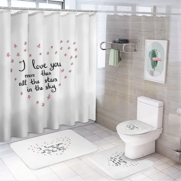 Stars Heart Shape on a shower curtain