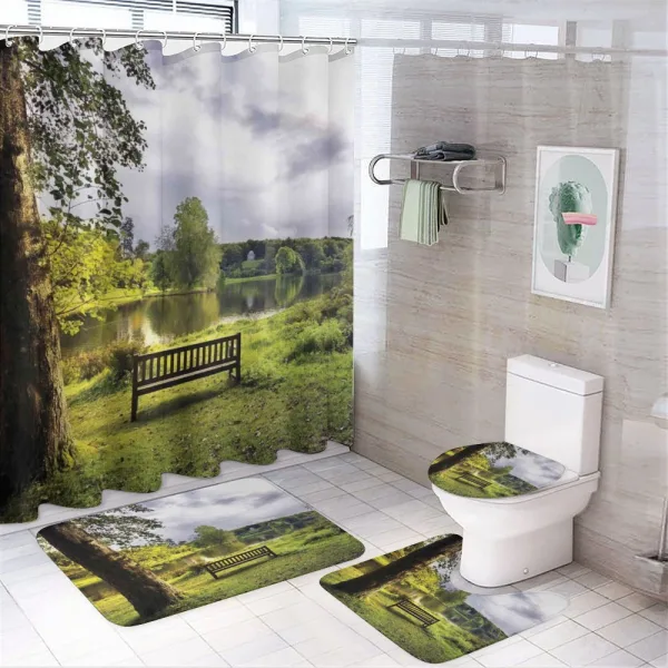 Stourhead Cloudy Scene on a shower curtain
