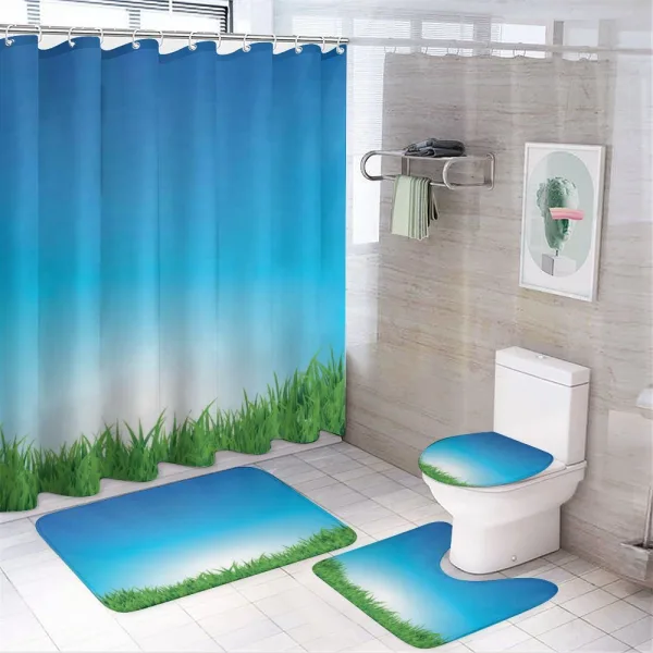 Sunburst Stripes with Grass on a shower curtain