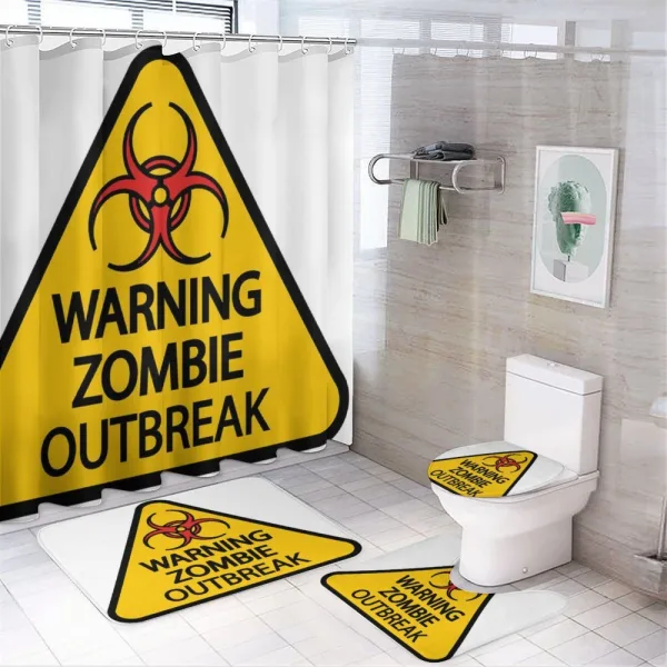 Warning Outbreak on a shower curtain