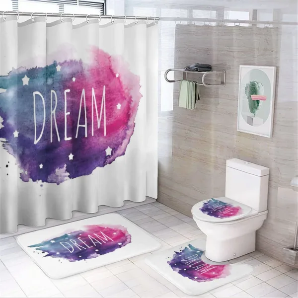Words with Stars Watercolors on a shower curtain