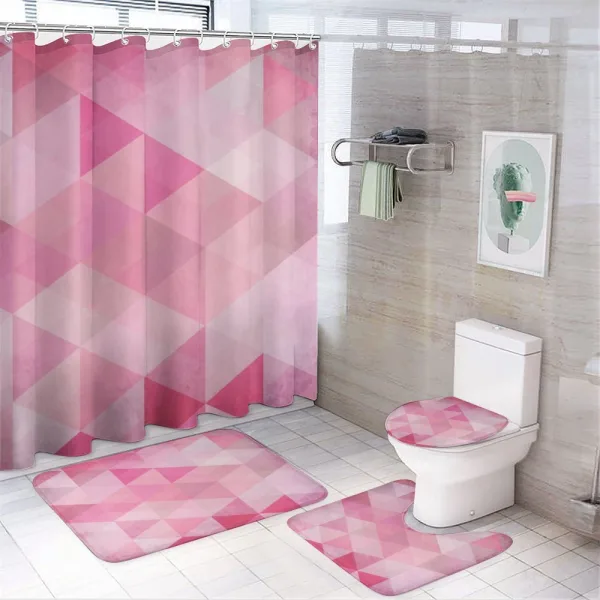 Abstract Vintage Triangles on a shower curtain
