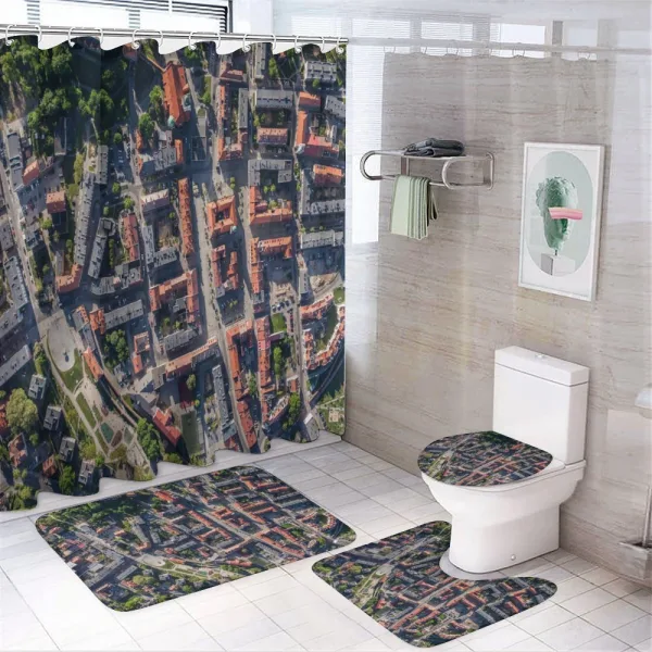 Aerial Olesnica Poland on a shower curtain