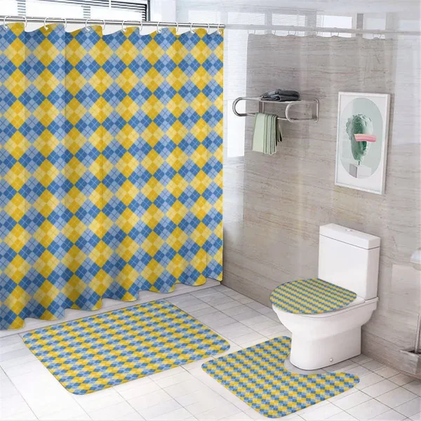 Argyle Grid on a shower curtain