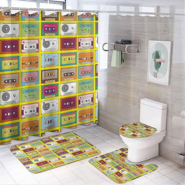 Audio Casette Tape on a shower curtain
