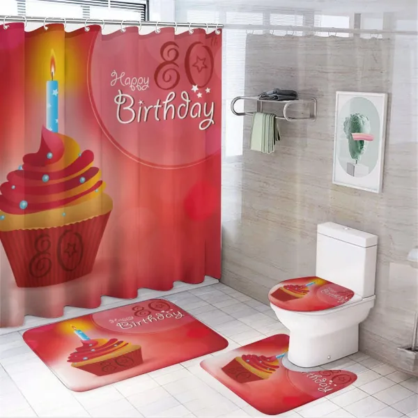 Birthday Cake Candle on a shower curtain