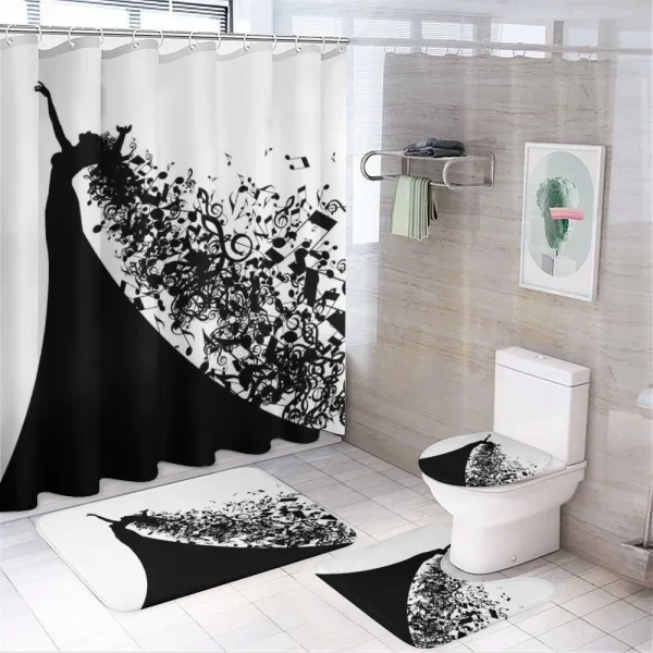 Black and White Singer Woman on a shower curtain