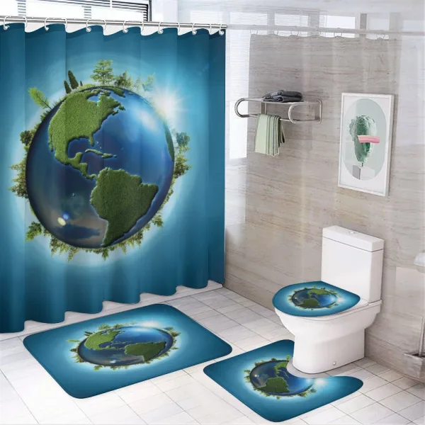 Blue Seas Fresh Continent on a shower curtain