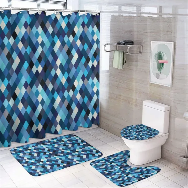 Blue Toned Hexagons on a shower curtain