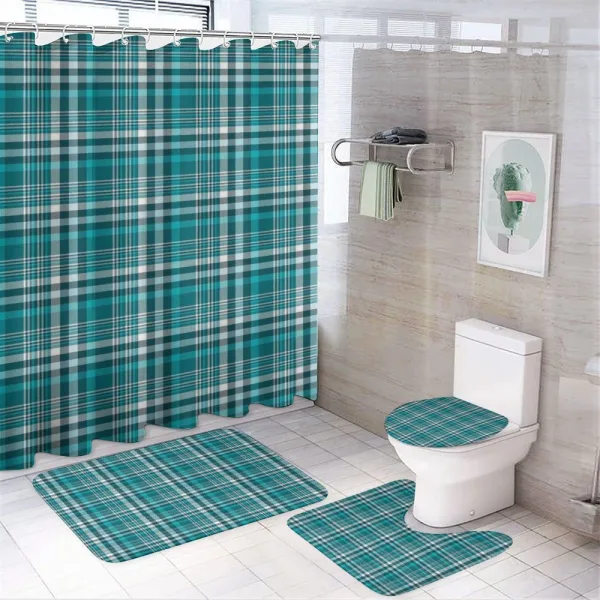 Classic Crossing Line Squares on a shower curtain