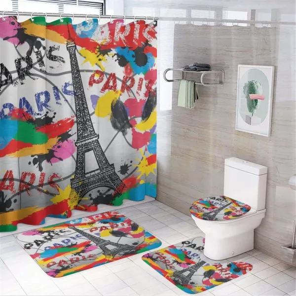 Contemporary Eiffel Tower Art on a shower curtain