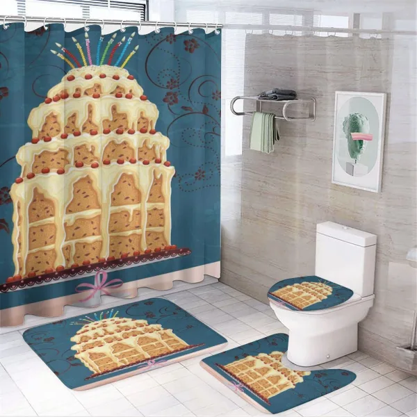 Crumb Coated Party Cake on a shower curtain