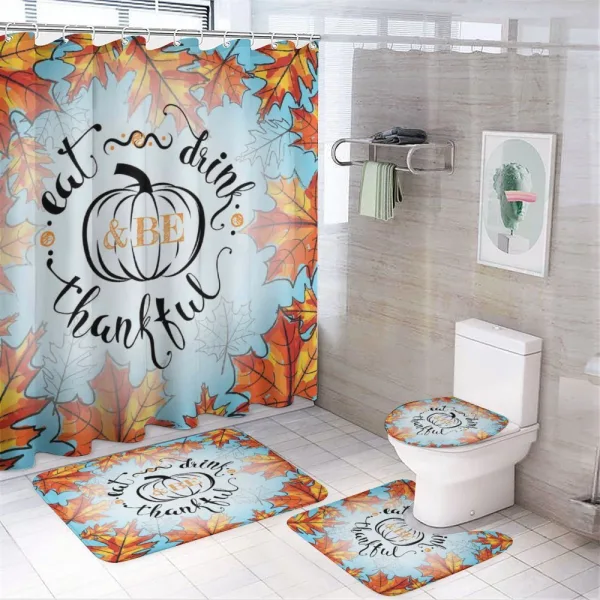 Eat Drink Be Thankful on a shower curtain