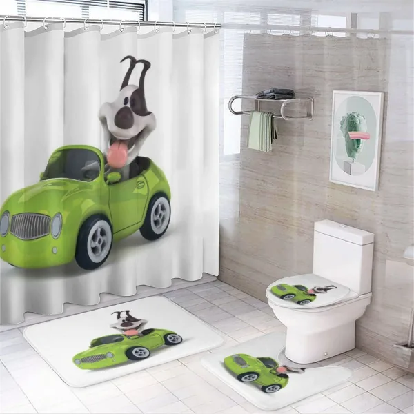 Fun Dog Sports Car on a shower curtain