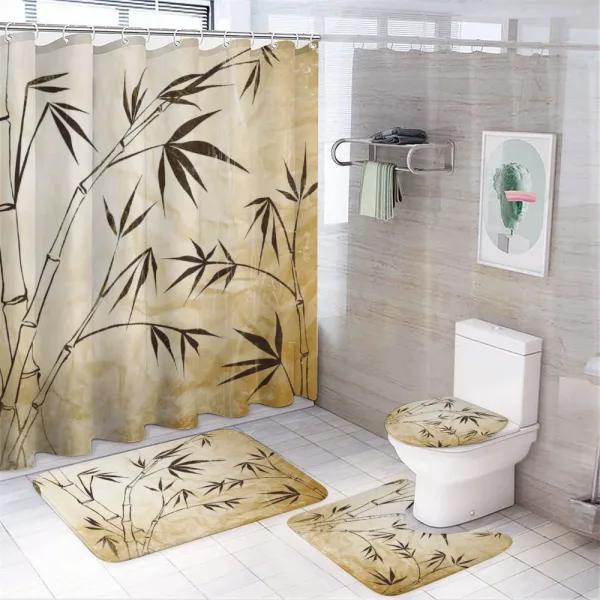 Gradient Bamboo Leaves on a shower curtain