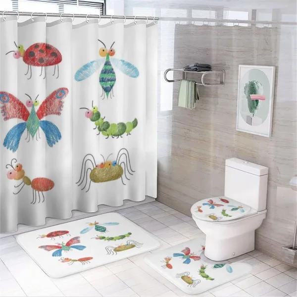 Hand Drawn Bug Pattern on a shower curtain