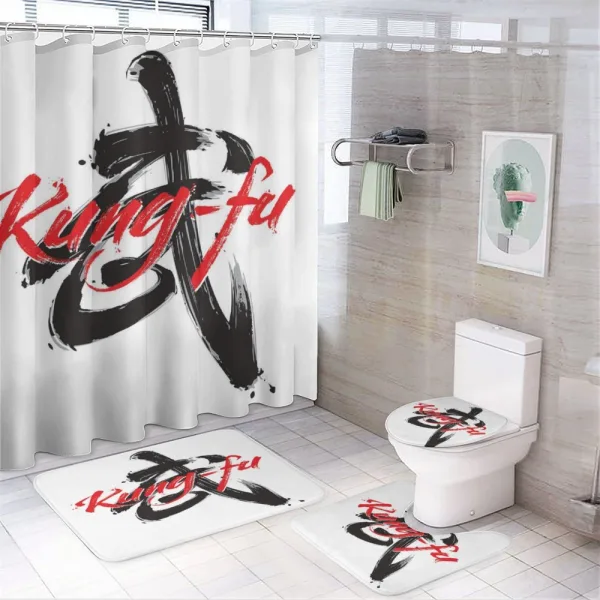 Ink Brush Written Logogram on a shower curtain